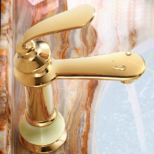 Vintage Jade Polished Brass Single Hole Sink Faucet Bathroom