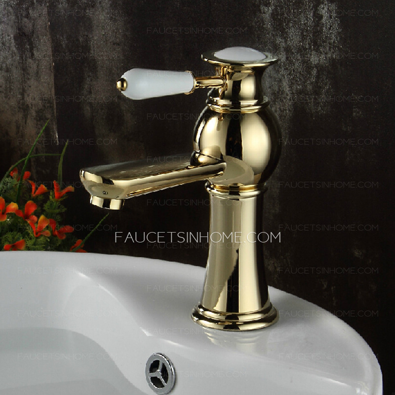 Luxury Brass Single Hole Deck Mounted Bathroom Sink Faucet