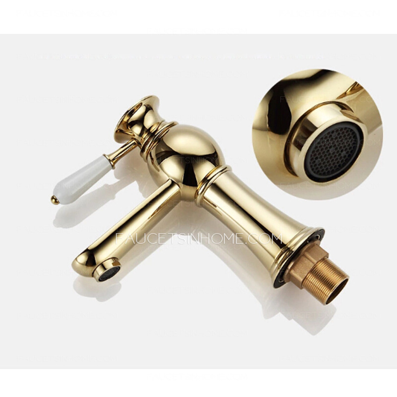 Luxury Brass Single Hole Deck Mounted Bathroom Sink Faucet