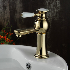 Luxury Brass Single Hole Deck Mounted Bathroom Sink Faucet