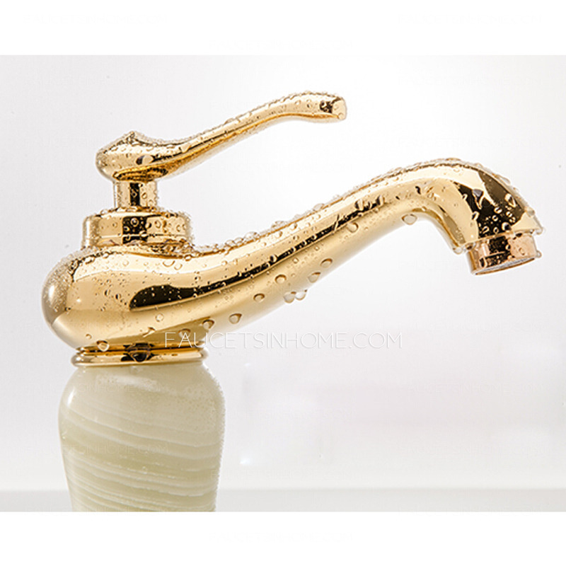 Antique Brass Jade Faucet For Bathroom Single Hole