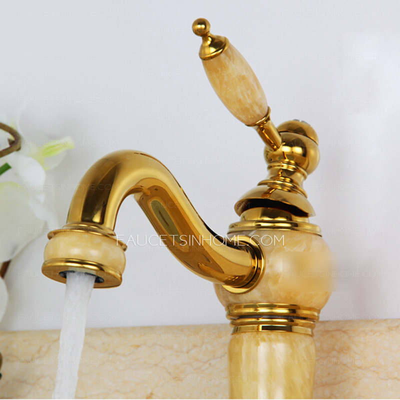 Designer Brass Jade Bathroom Sink Faucet Single Handle One Hole