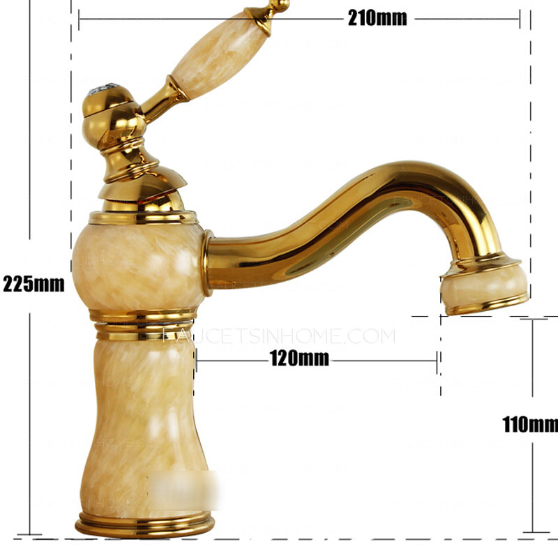 Designer Brass Jade Bathroom Sink Faucet Single Handle One Hole