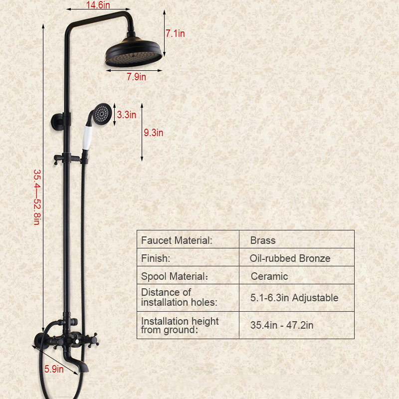 Black Antique Two Handle Shower Faucet System Oil Rubbed Bronze