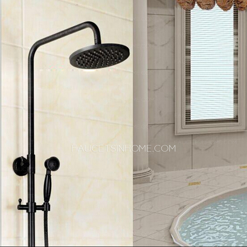 Vintage Oil Rubbed Bronze Cross Handle Rain Shower Faucet System