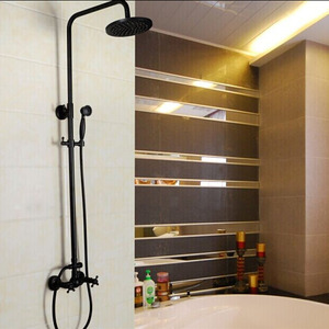 Vintage Oil Rubbed Bronze Cross Handle Rain Shower Faucet System