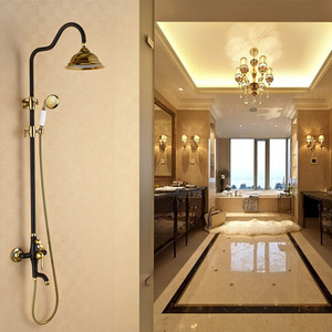 Designer Brass Black Painting Shower Faucets System On Sale