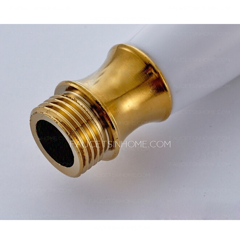 Chic White Painting Brass Vintage Shower Faucet System