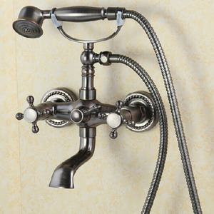 Vintage Sitting Style Antique Bronze Bathtub Shower Faucet Bathroom