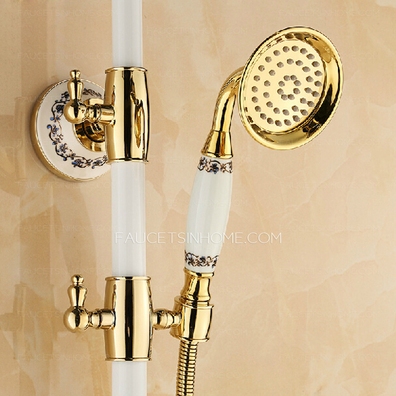 Unique White Painting Brass Shower Faucets System Top Shower