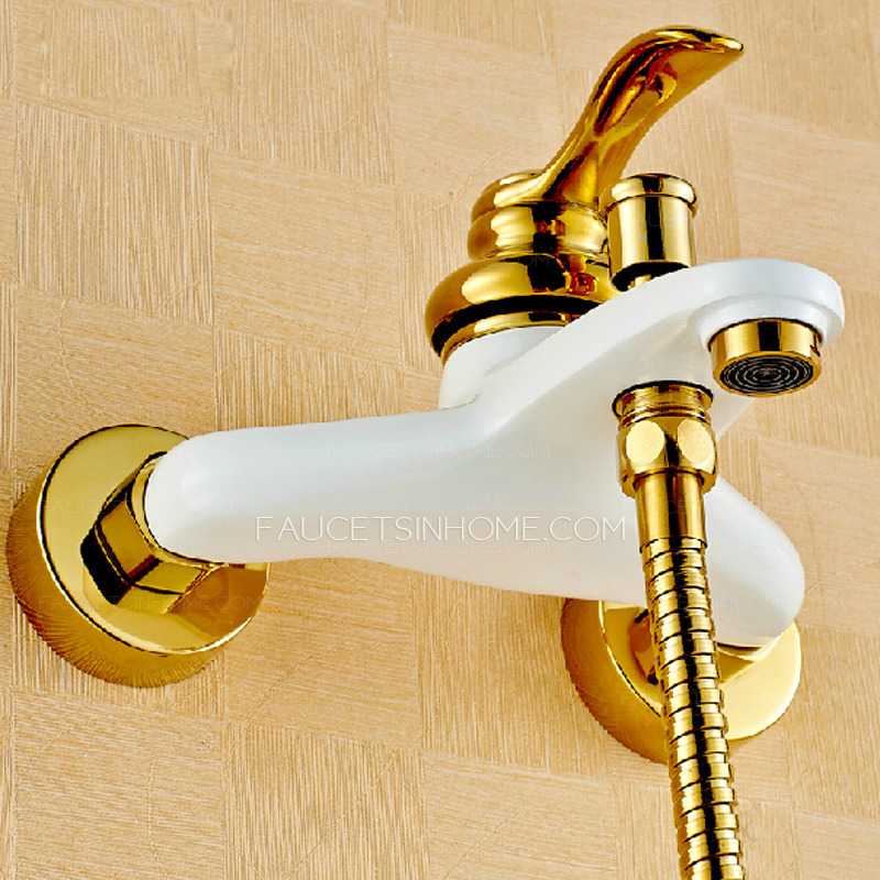 Bright Polished Brass White Painting Shower Faucets Synstem