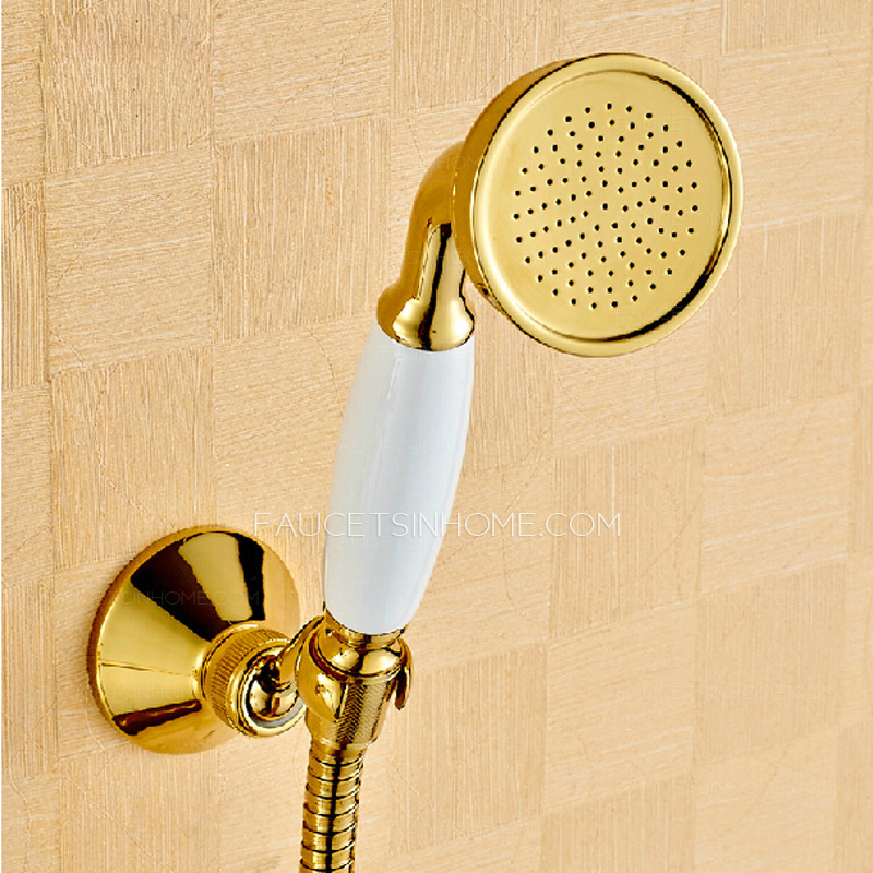 Bright Polished Brass White Painting Shower Faucets Synstem