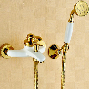 Bright Polished Brass White Painting Shower Faucets Synstem