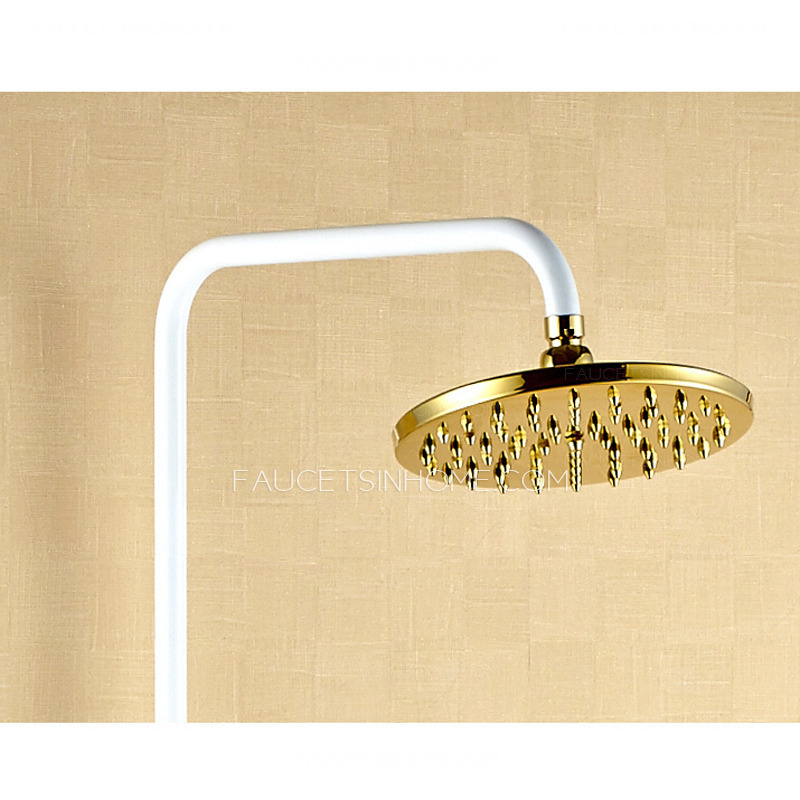 Chic White Painting Brass Shower Faucets System