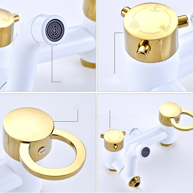 Chic White Painting Brass Shower Faucets System