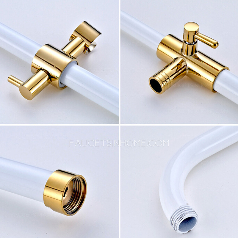 Chic White Painting Brass Shower Faucets System