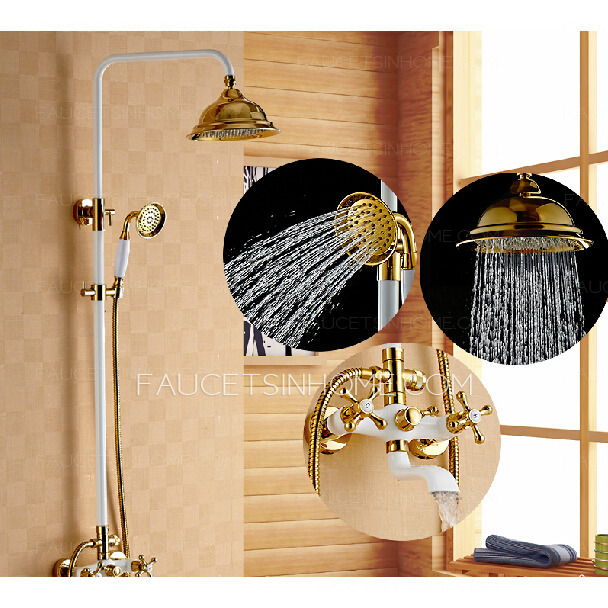 Antique Brass White Painting Rotatable Top Shower Faucet System