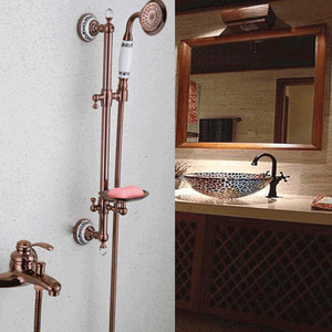 Antique Brass Rose Gold Shower Faucet System