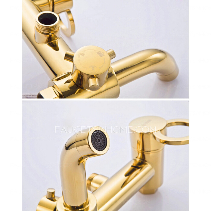 Vintage Polished Brass Shower Faucet System With Hand Shower