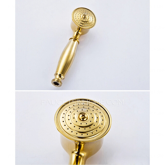 Vintage Polished Brass Shower Faucet System With Hand Shower