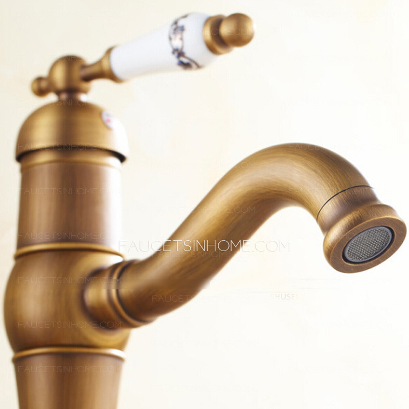 Brassqueen Inexpensive Antique Copper Blue And White Porcelain Bathroom Faucet