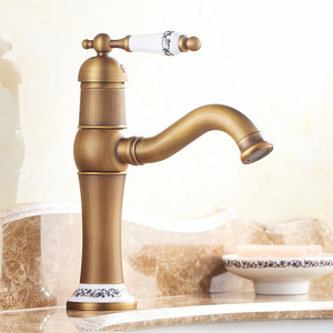 Brassqueen Inexpensive Antique Copper Blue And White Porcelain Bathroom Faucet