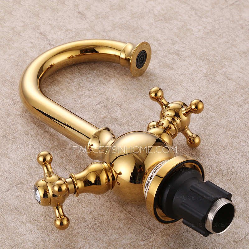 Luxury Polished Brass Vintage Two Handle Bathroom Faucets