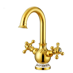 Luxury Polished Brass Vintage Two Handle Bathroom Faucets