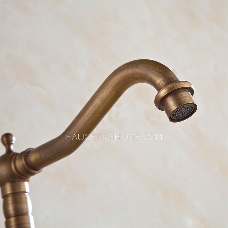 Vintage Wall Mount Two Hole Antique Copper/Brushed Bathroom Faucets