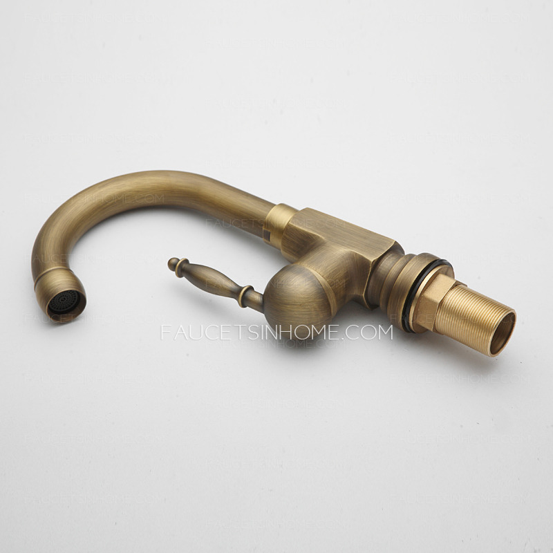 Antique Bronze Stick Side Handle Single Hole Bathroom Brushed Faucets