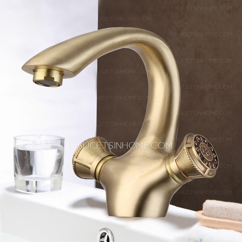 High End Antique Brass Rose Gold Vintage Two Handle Bathroom Faucets