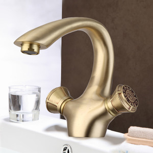 High End Antique Brass Rose Gold Vintage Two Handle Bathroom Faucets