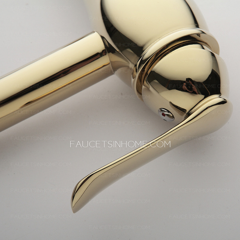 Heightening Gold Polished Brass Bathroom Faucet For Vessel Mounted