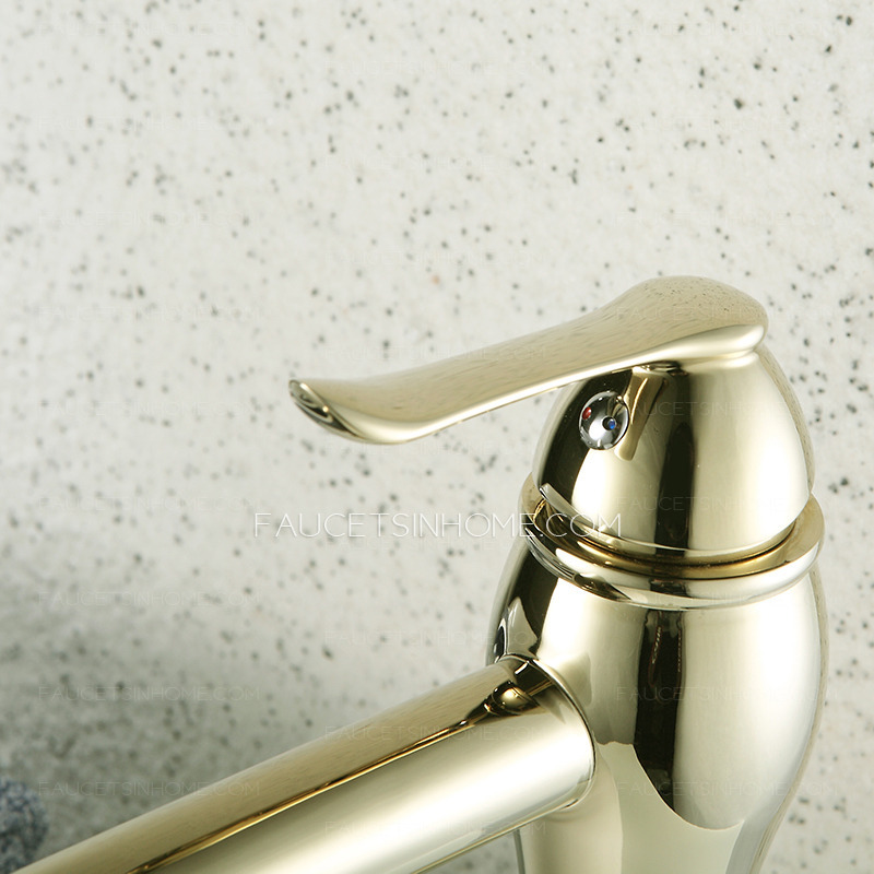 Heightening Gold Polished Brass Bathroom Faucet For Vessel Mounted