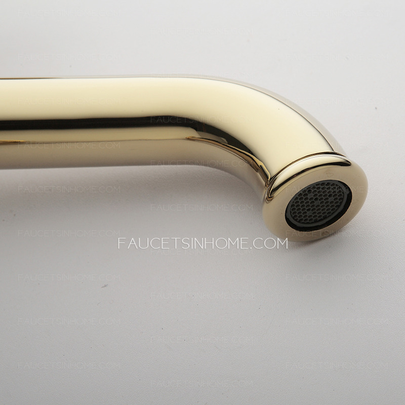 Heightening Gold Polished Brass Bathroom Faucet For Vessel Mounted