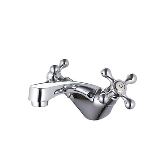 Vintage Silver Two Handles Single Hole Bathroom Faucet