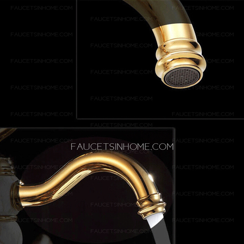 Chic Polished Brass Jade Golden Bathroom Faucet Single Handle