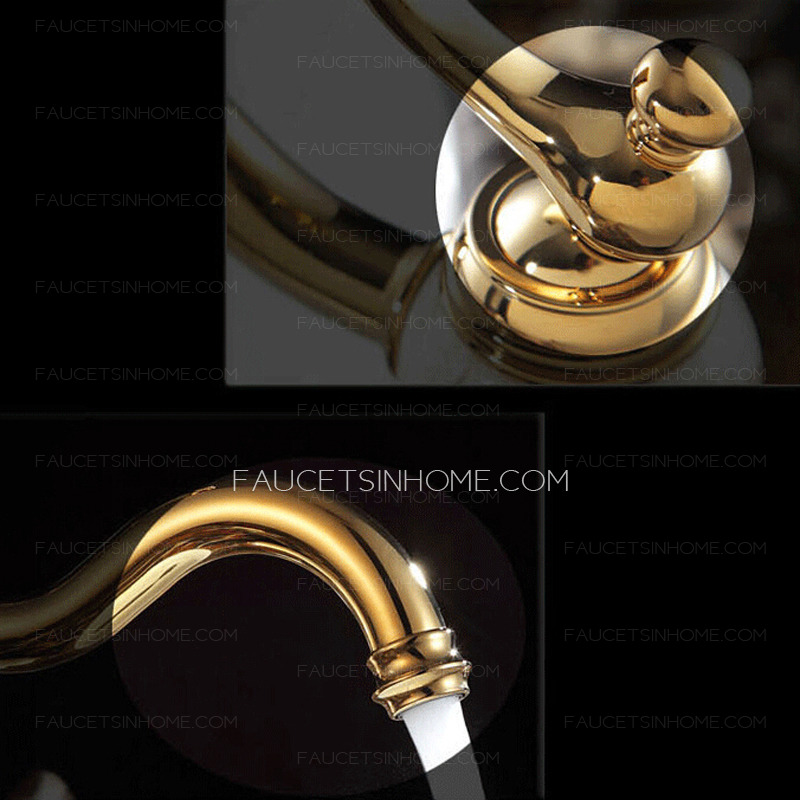 Chic Polished Brass Jade Golden Bathroom Faucet Single Handle