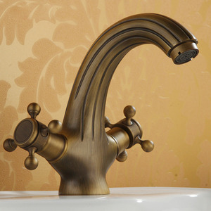 Discount Antique Bronze Country Style Bathroom Faucet Two Handle