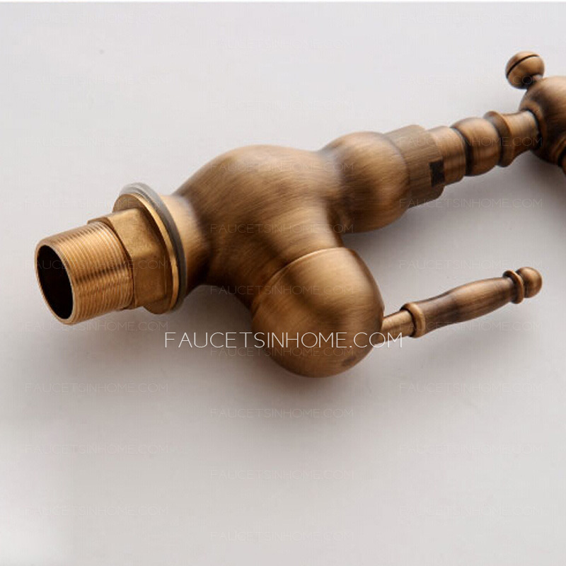 Antique Brass European Style Single Handle Brushed Bathroom Faucet