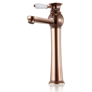 Bright Heightening Rose Gold Bathroom Faucet For Vessel Mounted