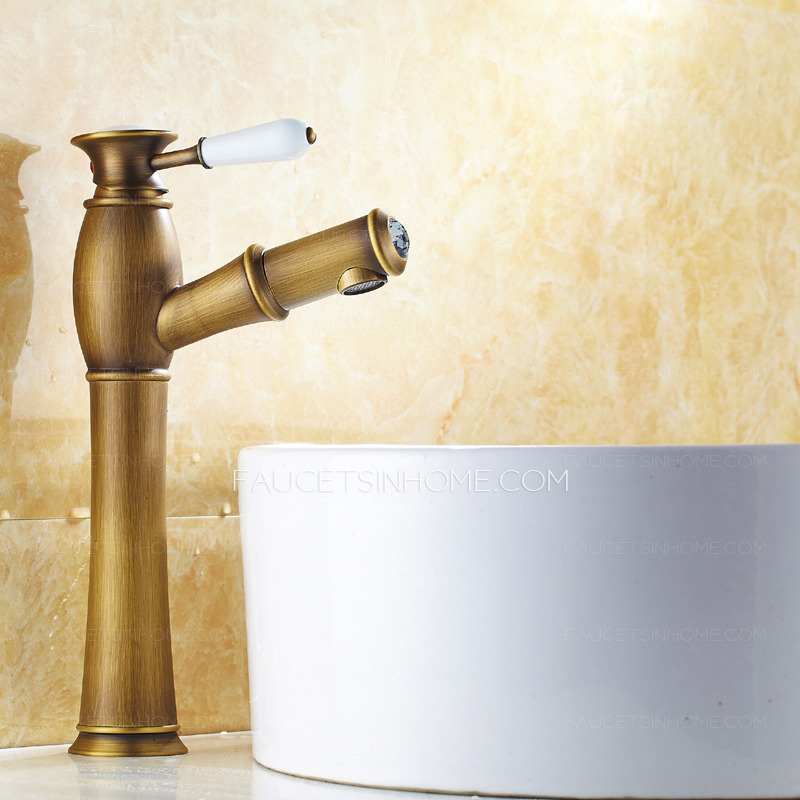Hiweer Convenient Pullout Antique Brass Brushed Bathroom Faucets