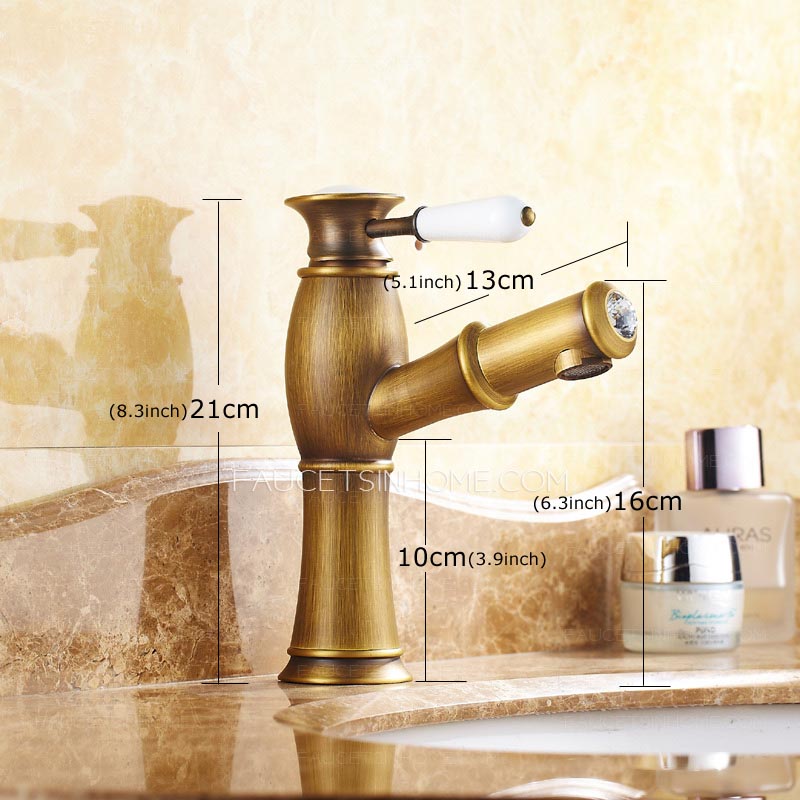 Antique Brass Brushed Single Hole Bathroom Faucet With Pullout Spray