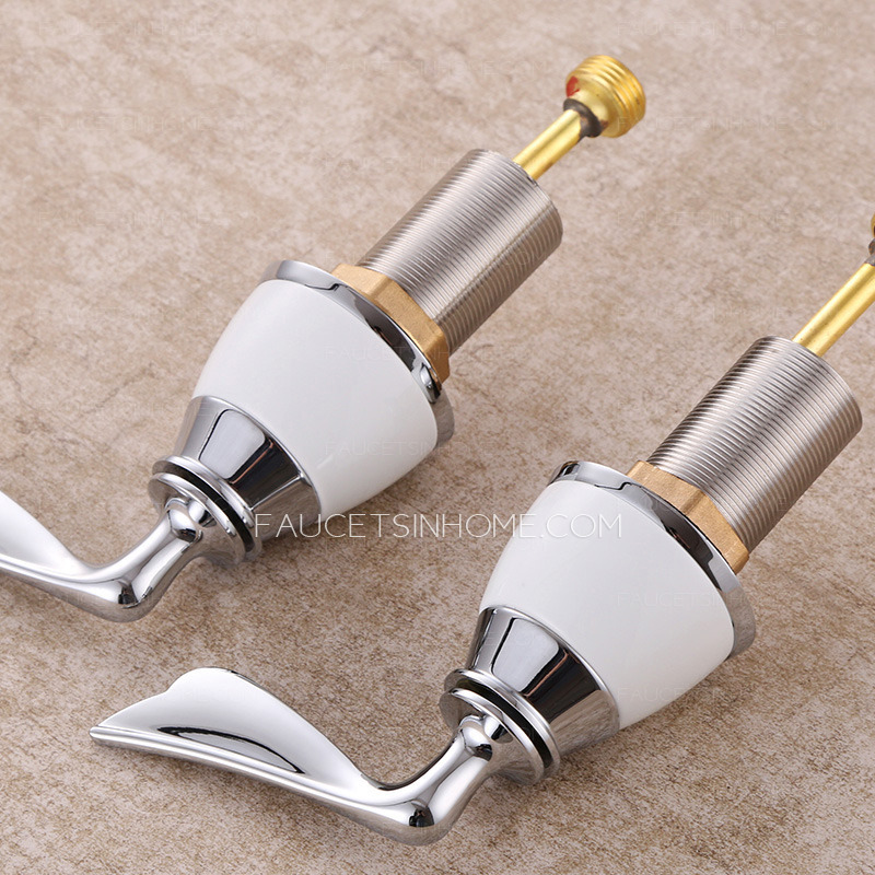 European Style White Porcelain Chrome Three Set Bathroom Faucet