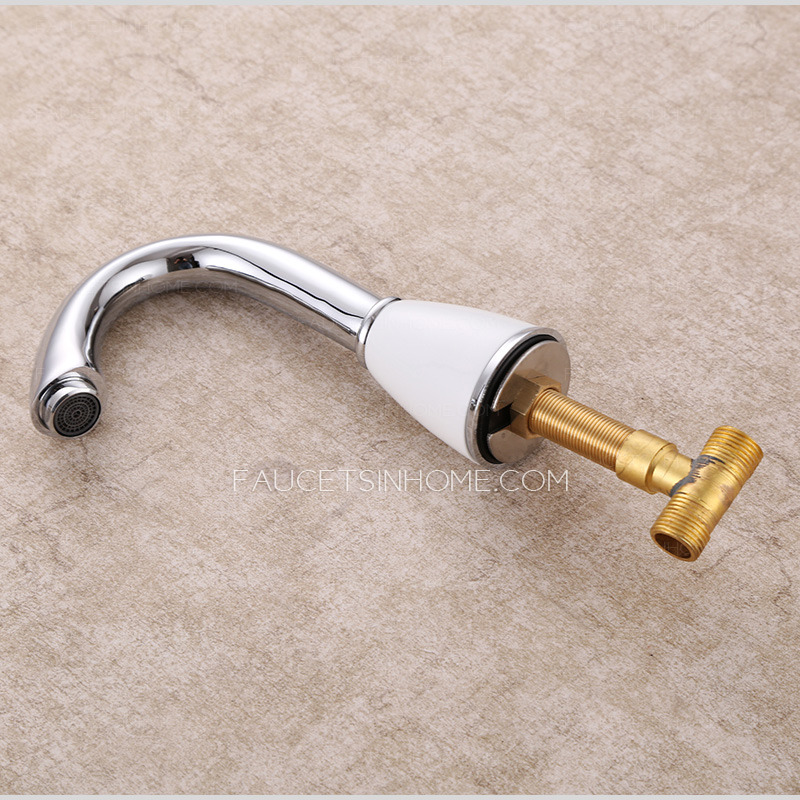 European Style White Porcelain Chrome Three Set Bathroom Faucet