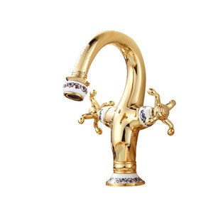 Expensive Polished Brass Vintage Goose Neck Bathroom Faucets