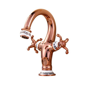 Chic Goose Neck Rose Gold Vintage Bathroom Sink Faucets