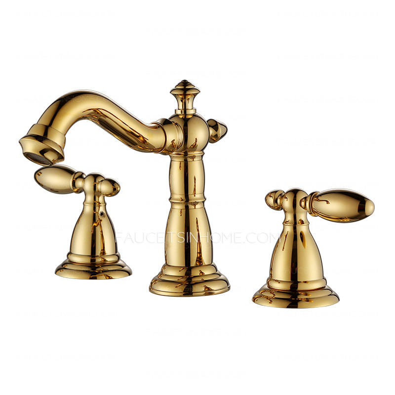 Popular Polished Brass Three Holes Rotatable Bathroom Faucets