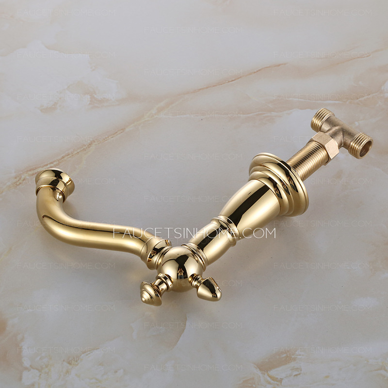 Popular Polished Brass Three Holes Rotatable Bathroom Faucets