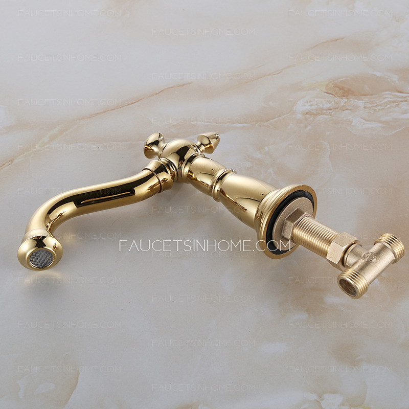 Popular Polished Brass Three Holes Rotatable Bathroom Faucets
